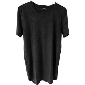 K A S H - USA - Suede Feel Men's Pull Over Crew Neck Shirt Black Size Medium A+